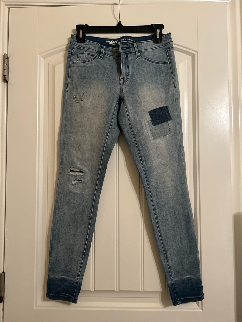 Light Blue Skinny Jeans with Patch Detail